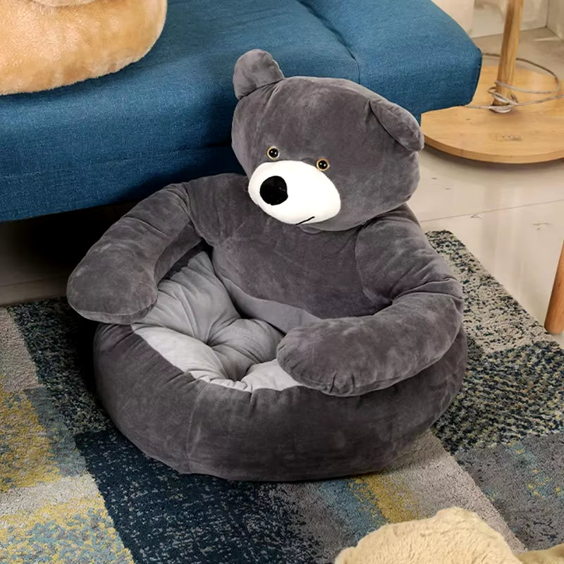 "Cozy Bear-Shaped Pet Bed" – Ultra-Soft, Plush & Warm Sleeping Spot for Cats, Dogs & Puppies