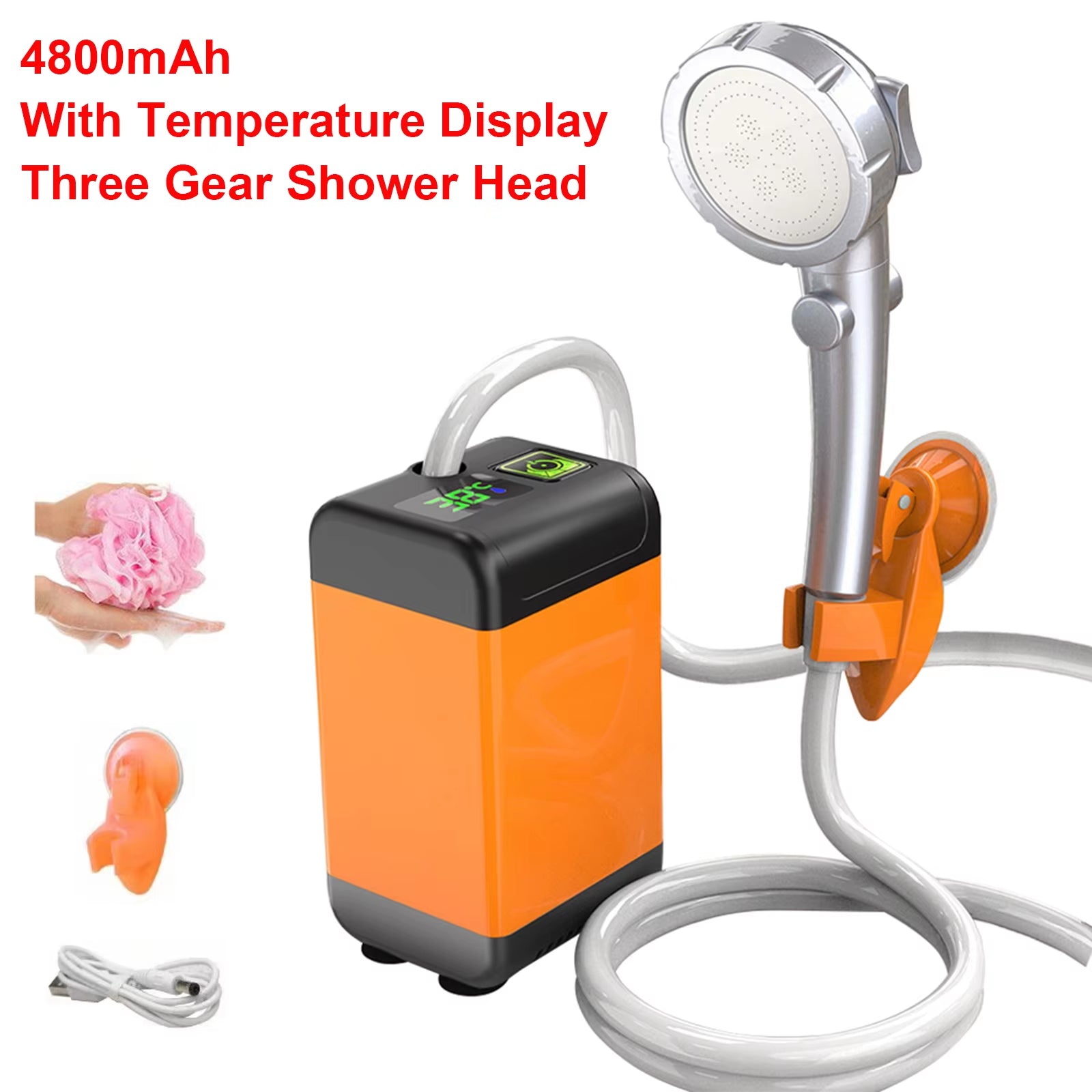 "Portable Outdoor Camping Shower" – 3.7V Pump with Shower Head | Rechargeable | Outdoor Adventures, Hiking, Beach Days & Pet Cleaning