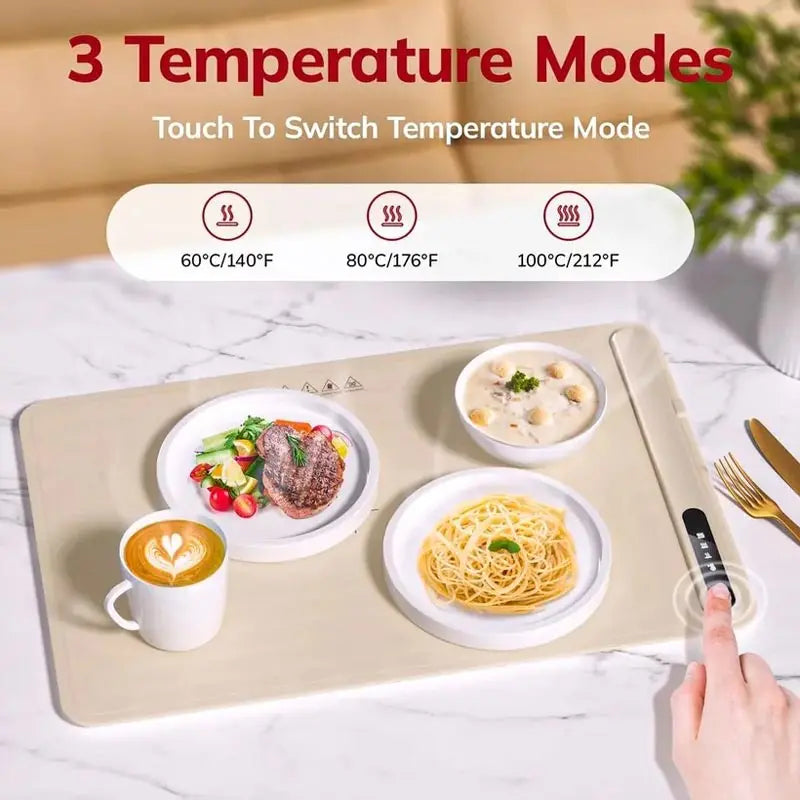 "HeatMaster Pro" - Fast Heating Electric Warming Tray | Foldable Food Warmer Plate with Adjustable Temperature Control to Keep Your Meals Hot and Delicious