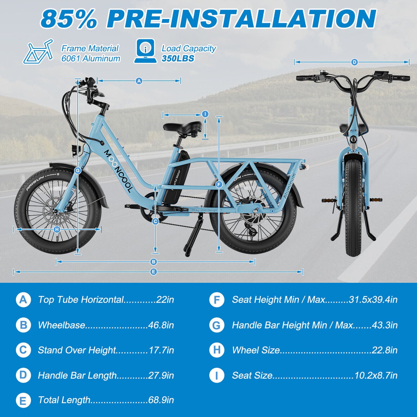 "MOONCOOL 'Explorer' E-Bike – Powerful 48V/ Fat Tires/ 750W Electric Bike for Adults | Built for Adventure and Hauling