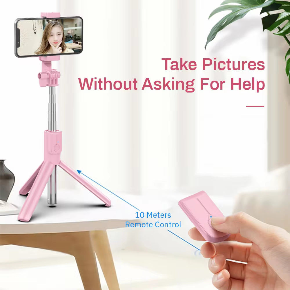 "4-in-1 Bluetooth Selfie Stick with LED Ring Light" – Extendable Tripod & Wireless Remote for iPhone 16, 15, 14, 13 & More