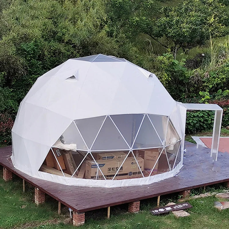 "Luxury Eco Dome Glamping Tent" – 6M-15M Round Canvas PVC Dome for Ultimate Outdoor Leisure & Unique Accommodation Experience