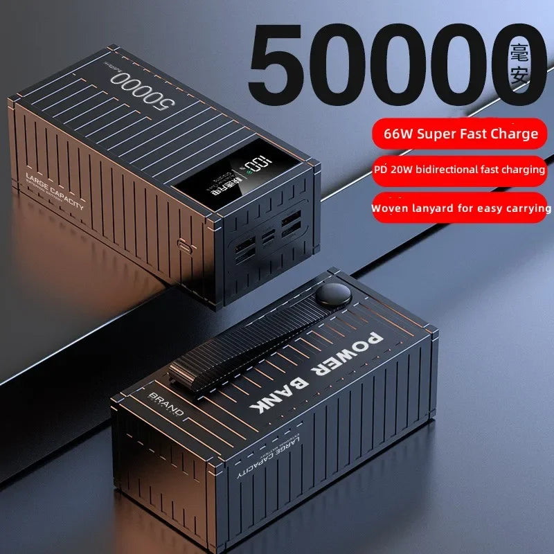 "TurboCharge 66W 50000mAh Power Bank" - Super Fast Charging Portable Powerhouse for Huawei| iPhone 14| Xiaomi| More.