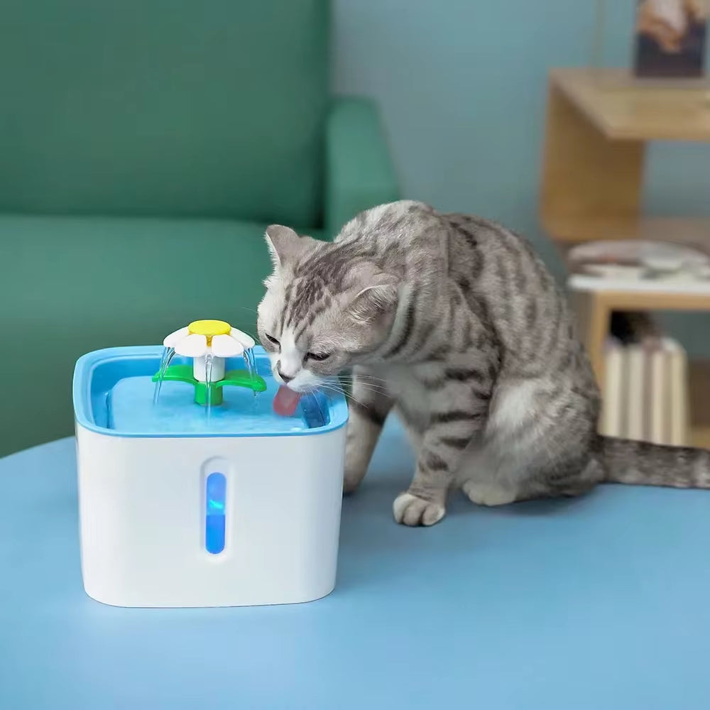 "Automatic LED Pet Water Fountain" – Flower Design Dispenser with Filters for Cats, Dogs & Birds | Fresh, Flowing Water for Happy Hydration