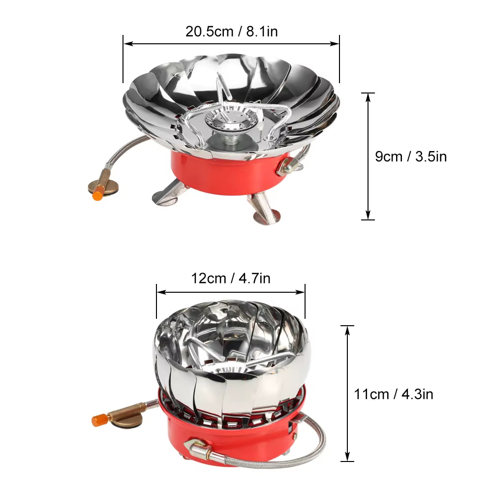 "LIXADA Windproof Camping Stove" – Piezo Ignition Lotus Gas Burner | Adapter for Outdoor Cooking, Hiking & Picnics