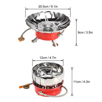 "LIXADA Windproof Camping Stove" – Piezo Ignition Lotus Gas Burner | Adapter for Outdoor Cooking, Hiking & Picnics