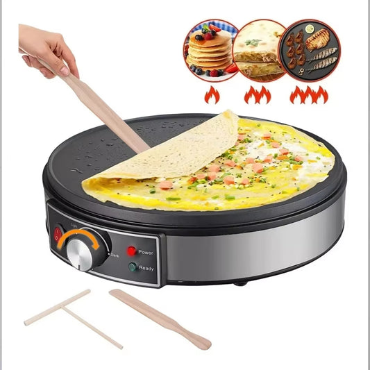 "Electric Crepe Maker & Pancake Machine" – 110V/220V Non-Stick Griddle for Perfect Crepes, Pies, and More | Easy-to-Use Kitchen Tool