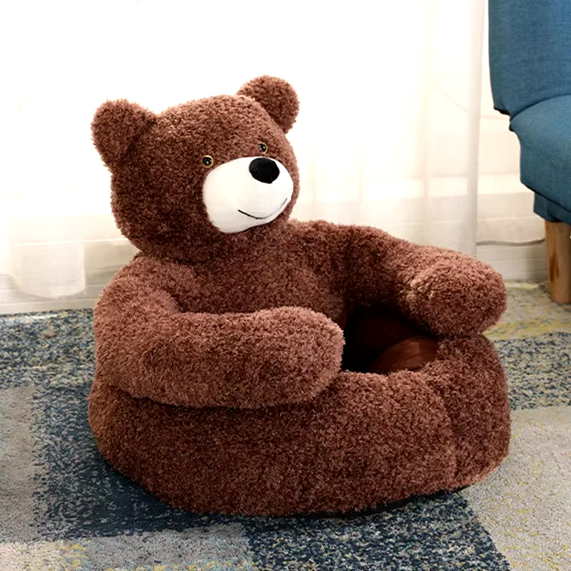 "Cozy Bear-Shaped Pet Bed" – Ultra-Soft, Plush & Warm Sleeping Spot for Cats, Dogs & Puppies