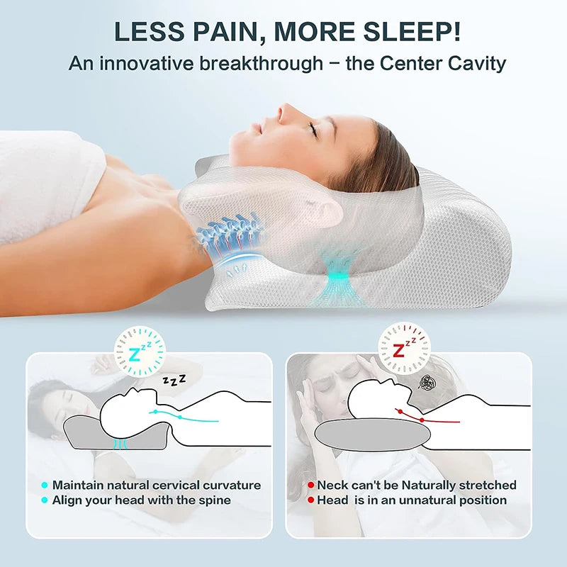 "DreamEase" - 2-in-1 Memory Foam Cervical Pillow | Ergonomic Contour Support for Neck Pain Relief and Ultimate Comfort