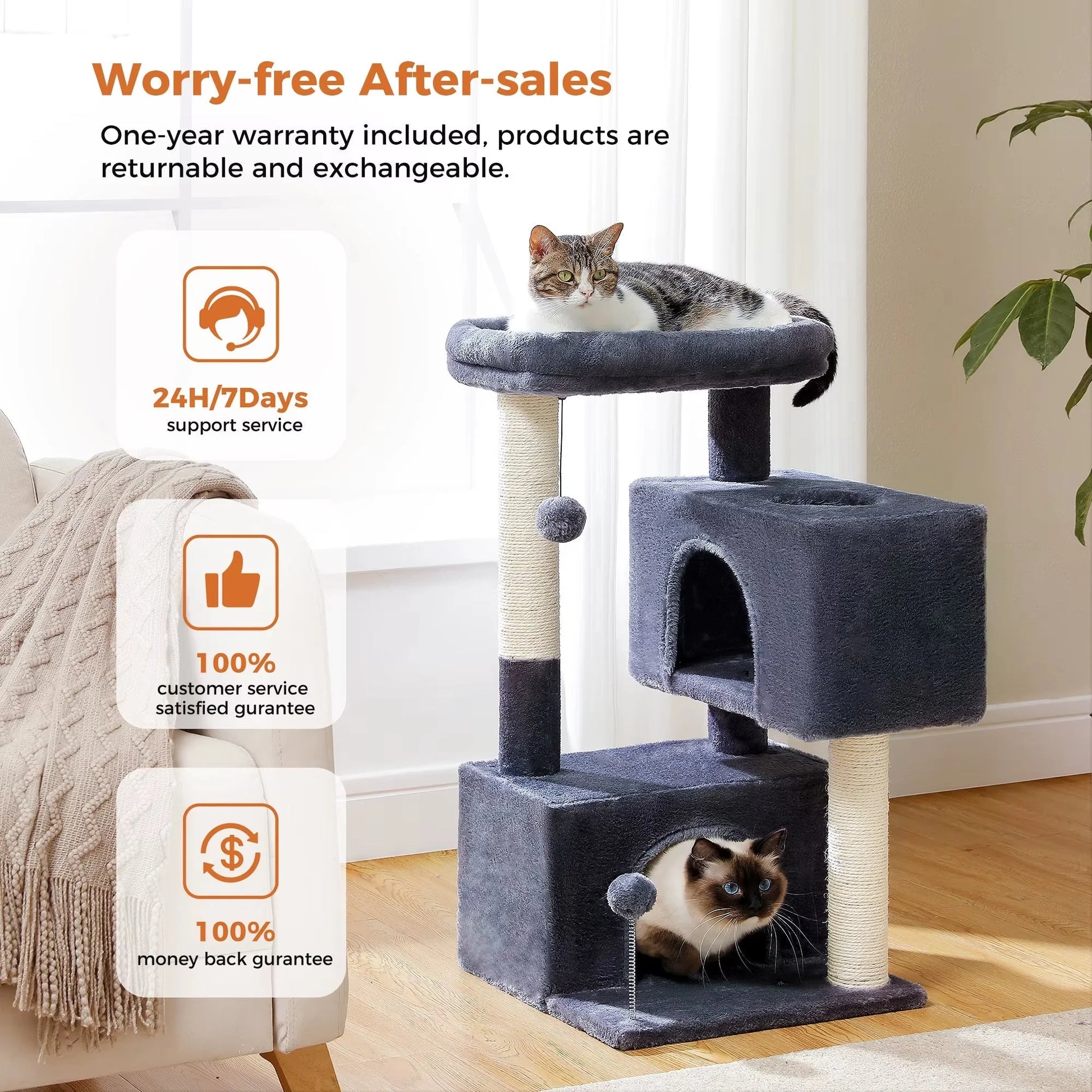 "Luxury Cat Tree for Large Cats" – Sturdy Indoor Tower with Spacious Condos, Scratching Posts & Comfy Perch (Supports Cats up to 10kg)