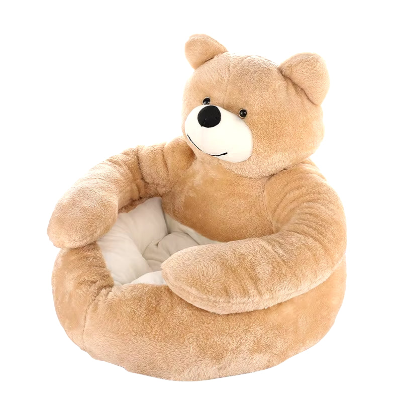 "Cozy Bear-Shaped Pet Bed" – Ultra-Soft, Plush & Warm Sleeping Spot for Cats, Dogs & Puppies