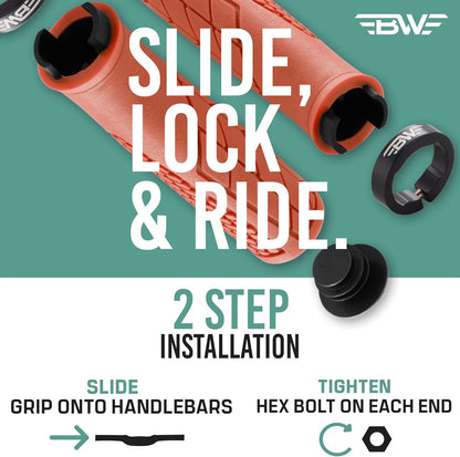 "Ergo-Lock 1.0 MTB Handlebar Grips" – Dual Lock-On Design | Ergonomic Comfort | Bold Color Options