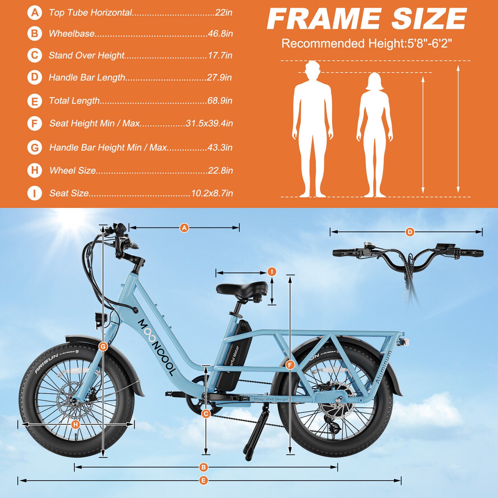 "MOONCOOL 'Explorer' E-Bike – Powerful 48V/ Fat Tires/ 750W Electric Bike for Adults | Built for Adventure and Hauling