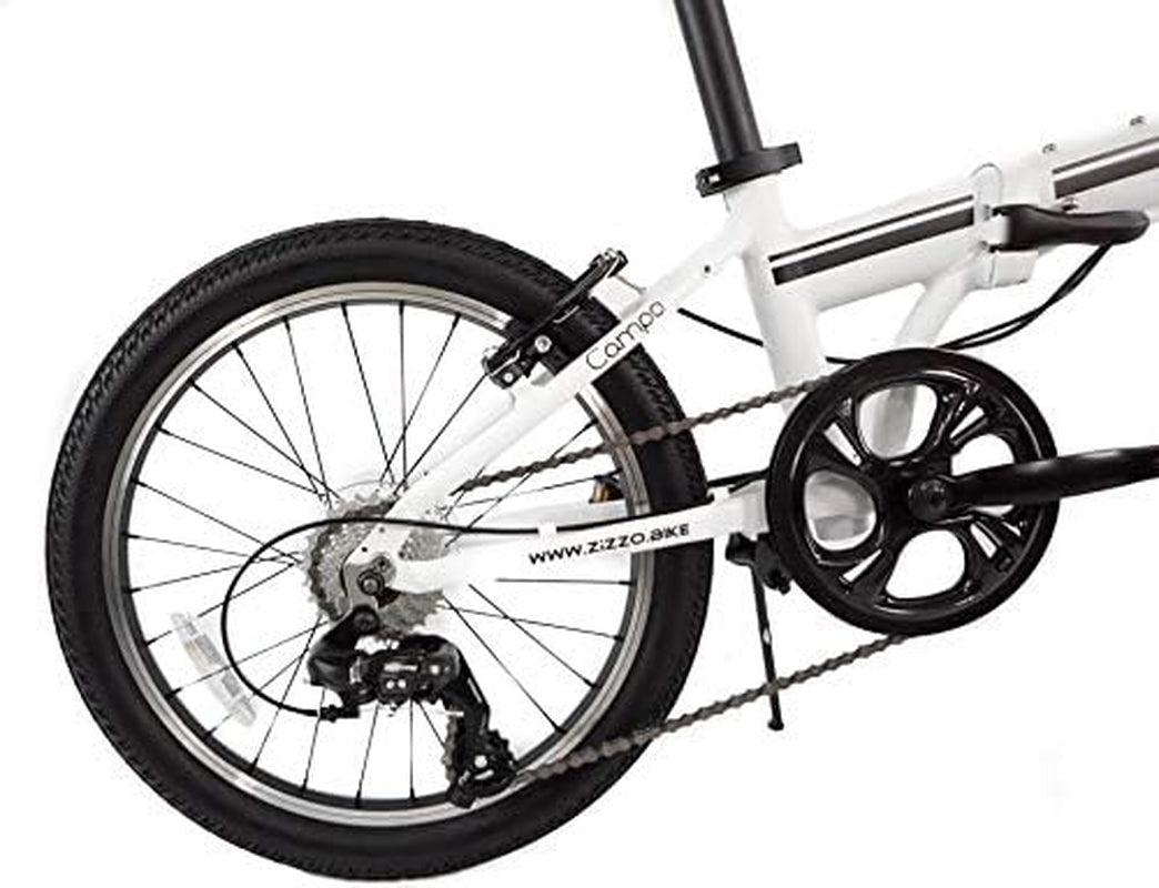 "ZIZZO 'Campo' Folding Bike" – Lightweight 28lb Aluminum Frame with 20" Shimano 7-Speed Gear System!"