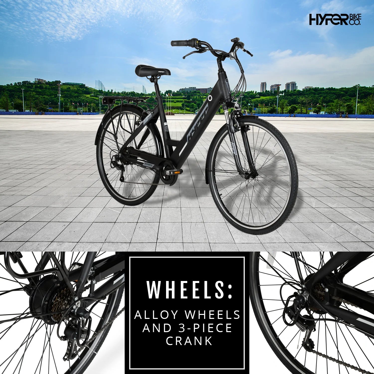 "HYPER 'E-Ride' Electric Commuter Bike" – Sleek 36V Pedal-Assist E-Bike/ Lightweight Frame/ 250W Motor for Effortless Rides/ Cool Black