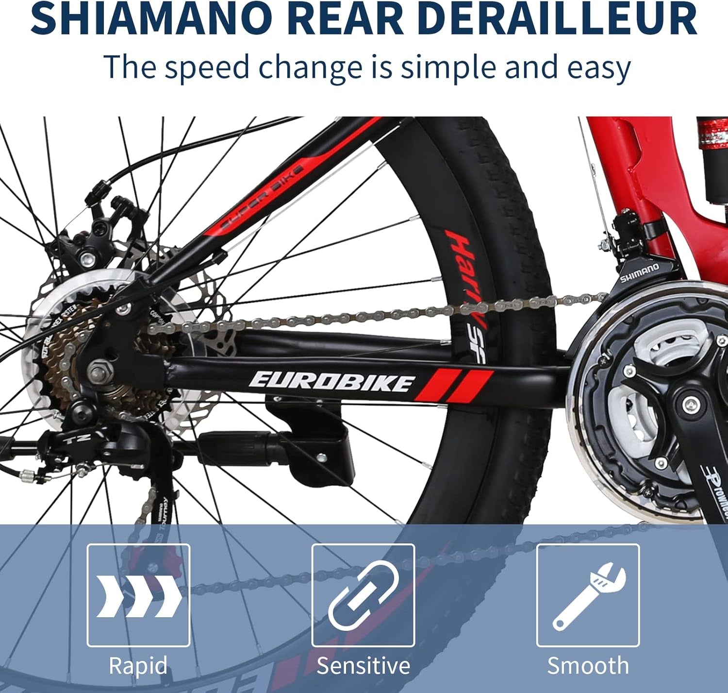 "EUROBIKE 'G6' Folding Bicycle" - Full-Suspension 26" Mountain Bike | 21-Speed Adventure Machine for Men & Women in Bold Red