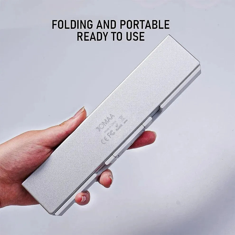 "JOMAA Foldable Bluetooth Keyboard" – Sleek Aluminum Alloy | Magnetic Stand | Rechargeable | Perfect for Tablets & iPads