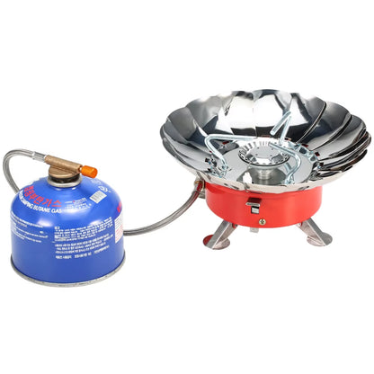 "LIXADA Windproof Camping Stove" – Piezo Ignition Lotus Gas Burner | Adapter for Outdoor Cooking, Hiking & Picnics