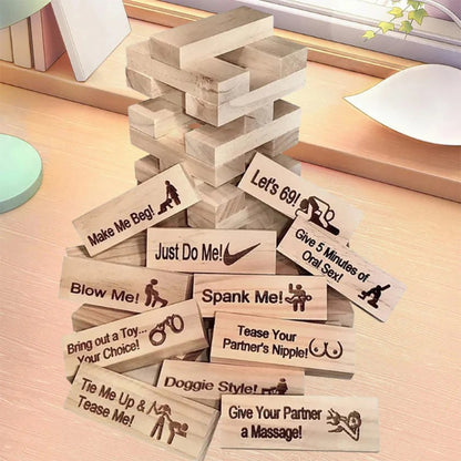 "Game Night Jenga For Couples" – Intimacy & Fun Stacking Block Game for Adults | Romantic Party Game for Valentine's