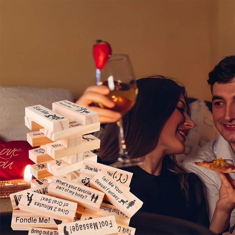 "Game Night Jenga For Couples" – Intimacy & Fun Stacking Block Game for Adults | Romantic Party Game for Valentine's