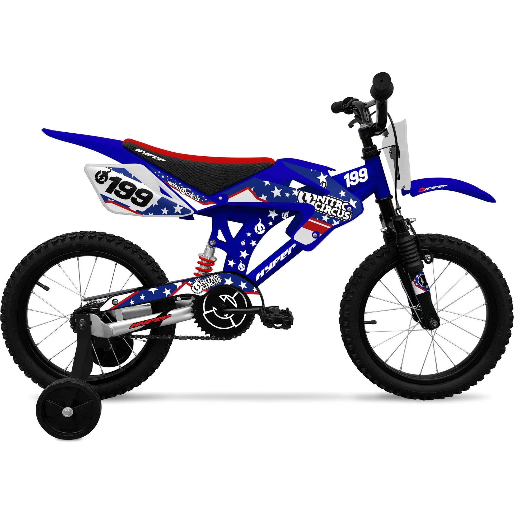 "HYPER 'Nitro Circus' Motobike" – 16" Blue, Unisex Kids’ Bike with Training Wheels | Perfect for Ages 4-8