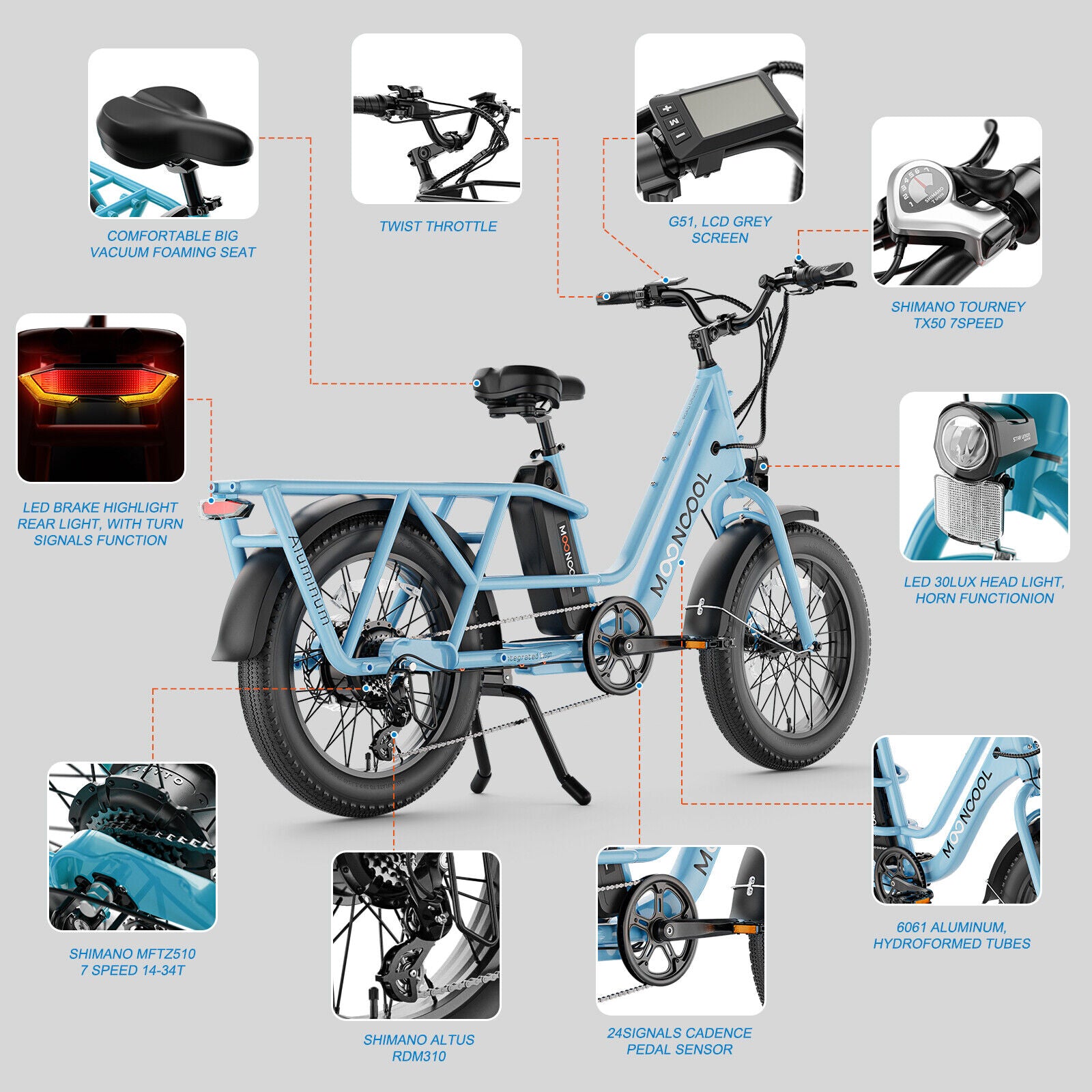 "MOONCOOL 'Explorer' E-Bike – Powerful 48V/ Fat Tires/ 750W Electric Bike for Adults | Built for Adventure and Hauling