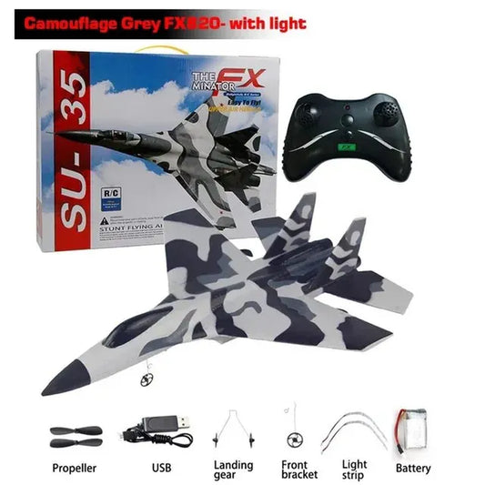 "SU-35 RC Plane Replica with LED Lights" – FX620/FX820 Remote Control Glider Airplane | 2.4G Foam Aircraft Toy for Kids – Perfect Gift for Young Pilots