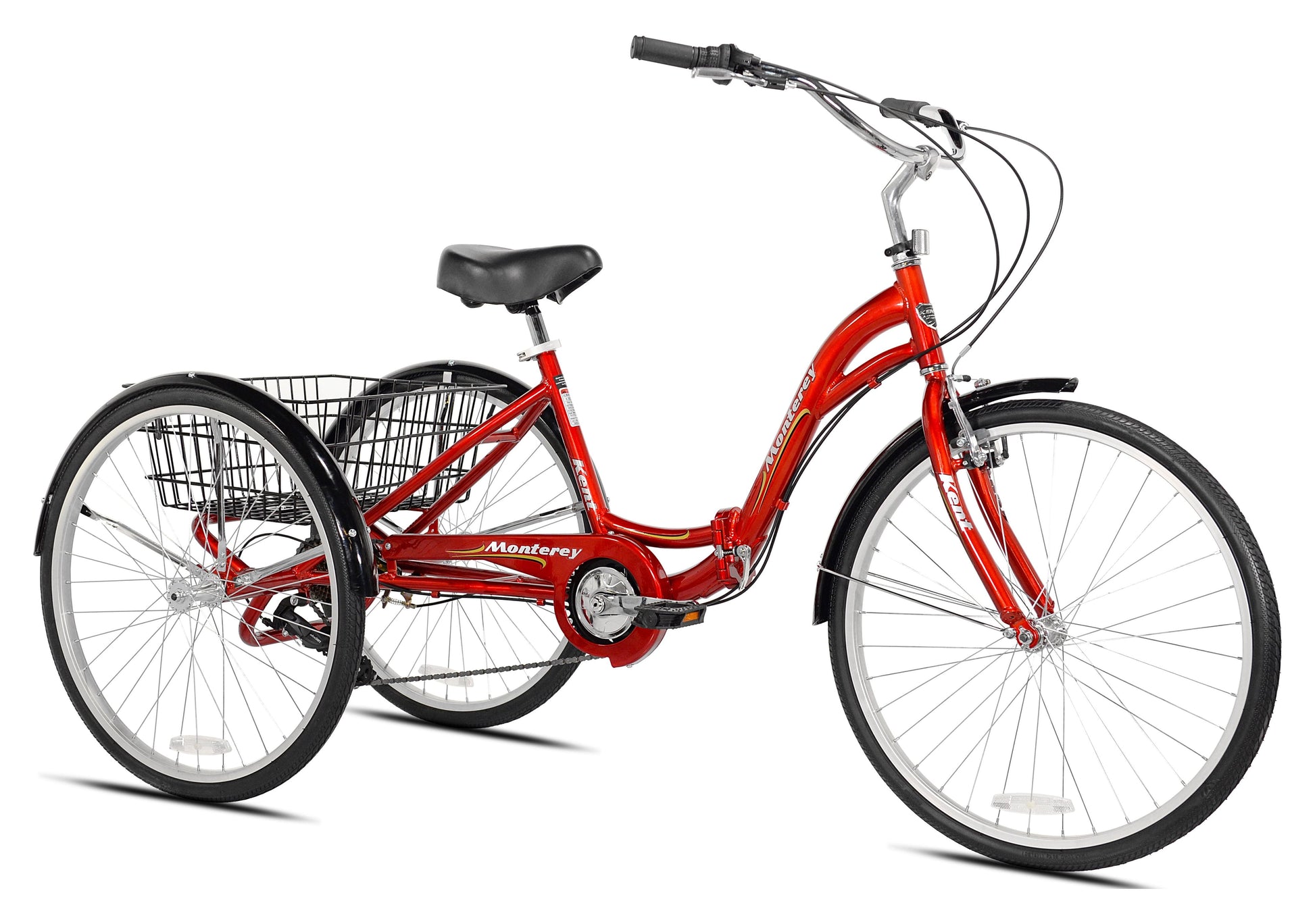 "Kent 'Monterey' Folding Trike" - 7 Speed Unisex Folding Adult Tricycle | Stylish, Versatile, and Fun in Bold Red