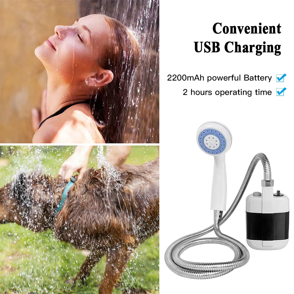 "Portable Outdoor Camping Shower" – 3.7V Pump with Shower Head | Rechargeable | Outdoor Adventures, Hiking, Beach Days & Pet Cleaning