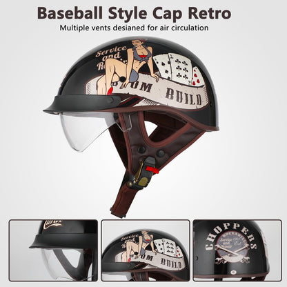 "Cool Cruise Vintage Half Helmet" – Retro-Style Motorcycle & Bicycle Helmet for Riders with Flair