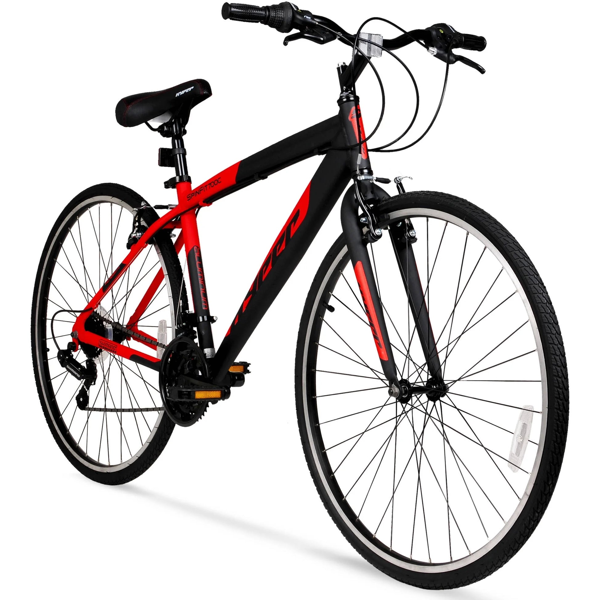 "Hyper 'SpinFit' Hybrid Bike" – Sleek Black & Red Design/ 700C/ Perfect for Teens and Adults (Ages 14+)