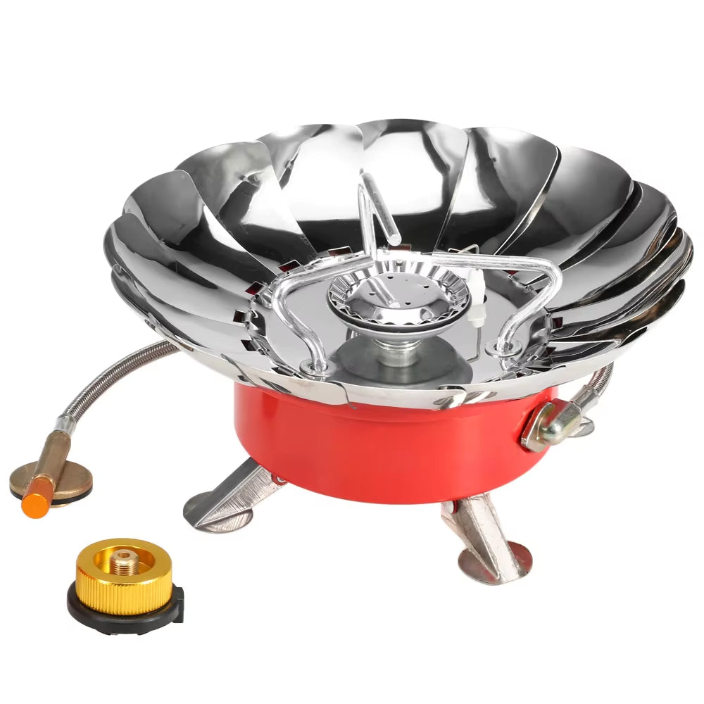 "LIXADA Windproof Camping Stove" – Piezo Ignition Lotus Gas Burner | Adapter for Outdoor Cooking, Hiking & Picnics