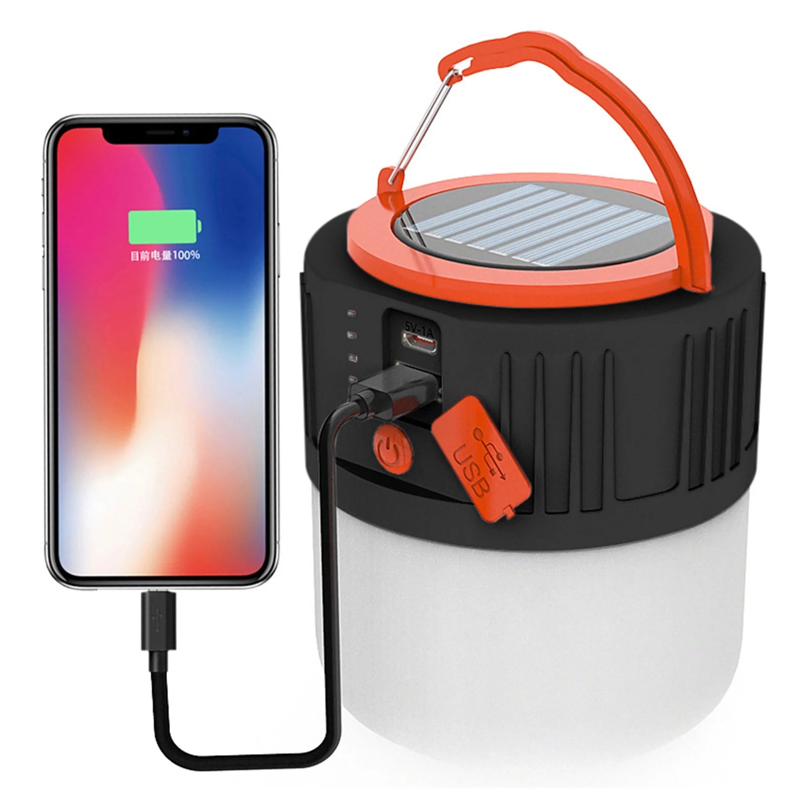 "Ultimate LED Rechargeable Camping Lantern" - 4 Light Modes | 2400mAh Power Bank | IP44 Waterproof | Solar-Powered Adventure Companion for Hiking, Fishing & More