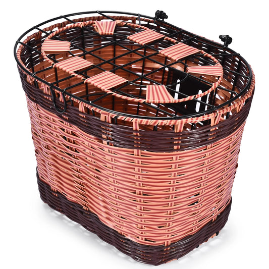 "BRYNNBERG Vintage Wicker Bike Basket" – Removable Handlebar Storage with Customizable Fit for Bikes & Scooters | Stylish, Practical, and Timeless