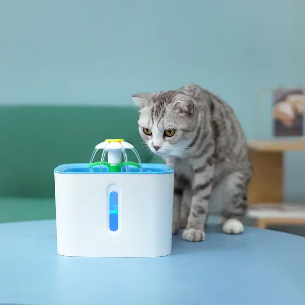 "Automatic LED Pet Water Fountain" – Flower Design Dispenser with Filters for Cats, Dogs & Birds | Fresh, Flowing Water for Happy Hydration