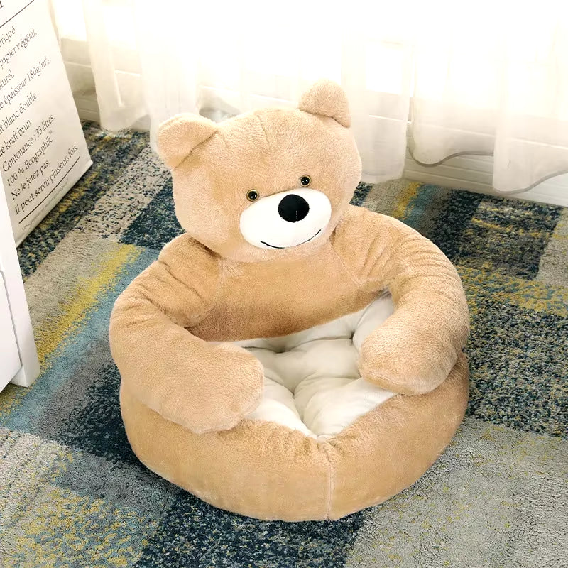 "Cozy Bear-Shaped Pet Bed" – Ultra-Soft, Plush & Warm Sleeping Spot for Cats, Dogs & Puppies