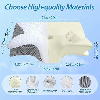 "DreamEase" - 2-in-1 Memory Foam Cervical Pillow | Ergonomic Contour Support for Neck Pain Relief and Ultimate Comfort