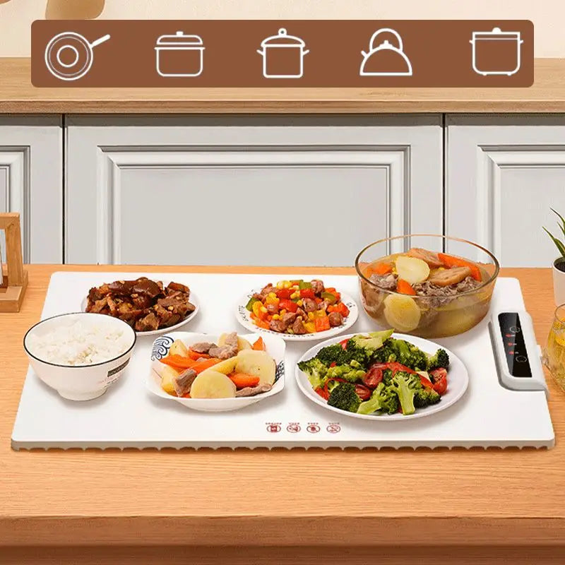 "HeatMaster Pro" - Fast Heating Electric Warming Tray | Foldable Food Warmer Plate with Adjustable Temperature Control to Keep Your Meals Hot and Delicious